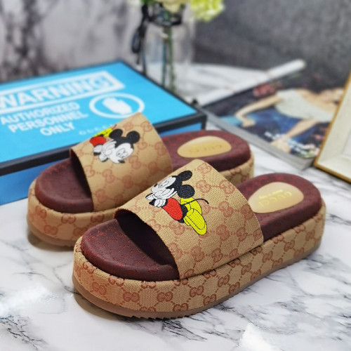 Gucci Mens Shoes Sandals Slides Slippers Luxury Brand Thick Sole Design with Original Box