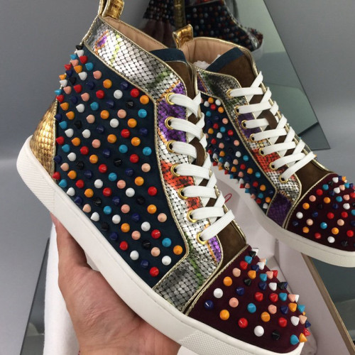 Christian Louboutin Mens Shoes Luxury Brand Red Bottom Design Louis Junior Spikes Flat with Original Box CL sneakers