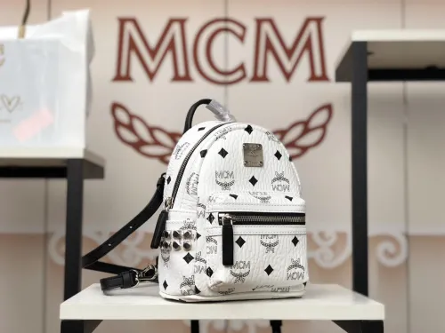 MCM Women Bags Backpacks Luxury Brand Stark Backpack in Geo Laurel Visetos with Original Box