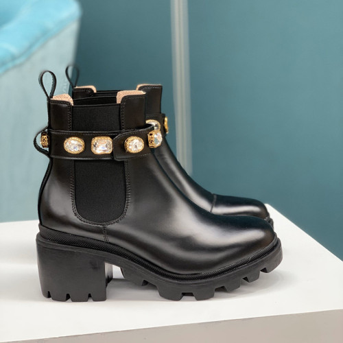 Gucci Women Shoes Boots Luxury Brand Fashion Leather Ankle Boot with Belt 550036 DKS00 1000