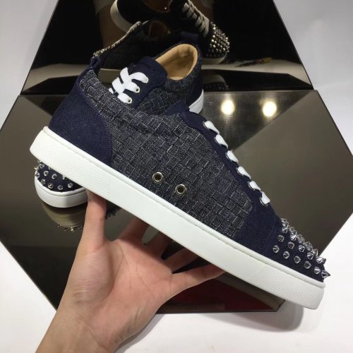 Christian Louboutin Mens Shoes Luxury Brand Red Bottom Design Louis Junior Spikes Flat with Original Box CL sneakers