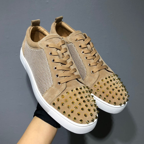 Christian Louboutin Mens Shoes Luxury Brand Red Bottom Design Louis Junior Spikes Flat with Original Box CL sneakers