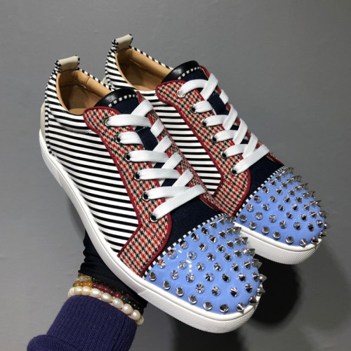 Christian Louboutin Mens Shoes Luxury Brand Red Bottom Design Louis Junior Spikes Flat with Original Box CL sneakers