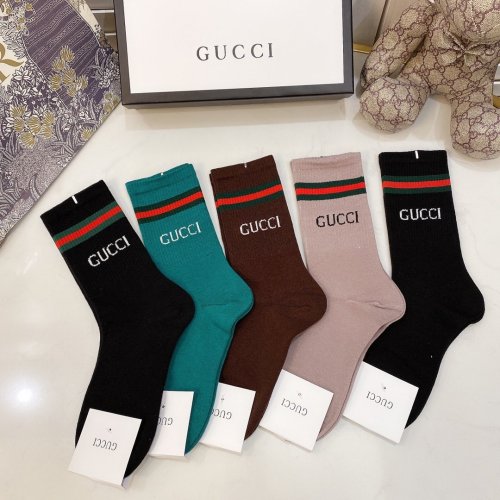 Gucci Socks 5 Pairs with Original Box Luxury Brand Breathable Gucci Sock