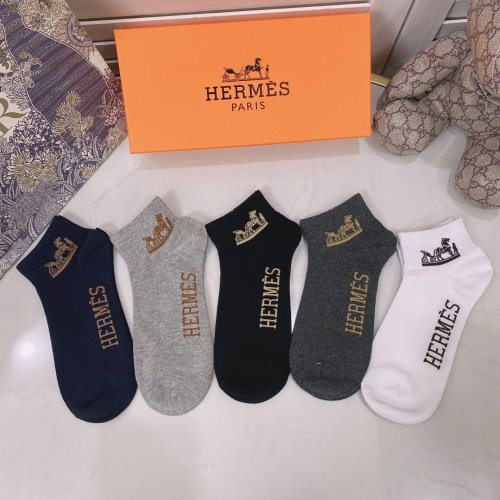 Hermes Socks 5 Pairs with Original Box Luxury Brand Breathable Hermes Sock