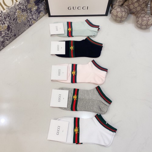 Gucci Socks 5 Pairs with Original Box Luxury Brand Breathable Gucci Sock