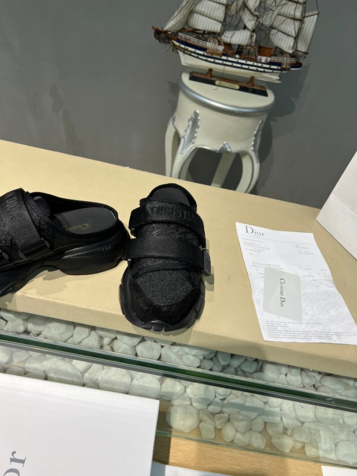 Dior Women Shoes Slippers SLIDE Luxury Brand D-WANDER SLIDE Deep Blue Dior Oblique Technical Fabric KCQ351OBY_S56B with Original Box