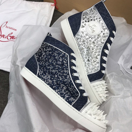 Christian Louboutin Mens Shoes Luxury Brand Red Bottom Design Louis Junior Spikes Flat with Original Box CL sneakers