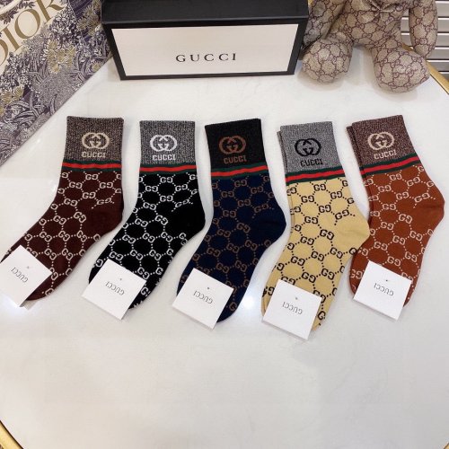 Gucci Socks 5 Pairs with Original Box Luxury Brand Breathable Gucci Sock
