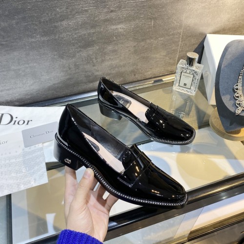 Dior Womens Shoes Leather Loafers Derby Shoes