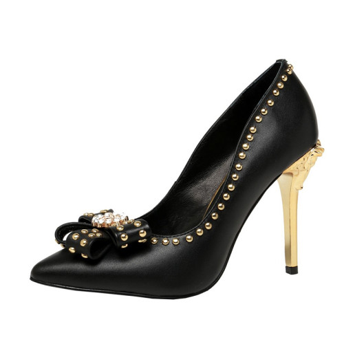 Versace Brand Womens Sandals Shoes Leather Big Size LA MEDUSA PATENT SAFETY PIN LEATHER PUMPS High Heel Design Luxury Brand Sandals for Women