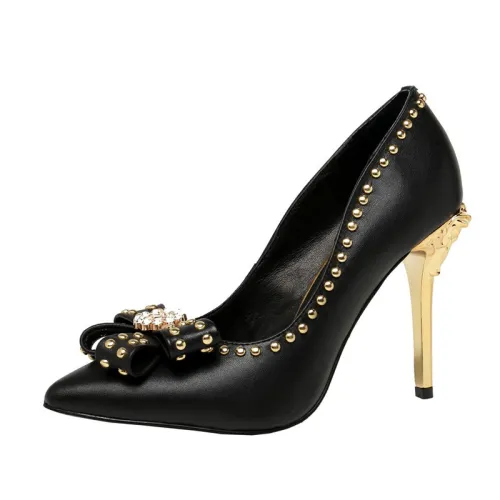 Versace Brand Womens Sandals Shoes Leather Big Size LA MEDUSA PATENT SAFETY PIN LEATHER PUMPS High Heel Design Luxury Brand Sandals for Women