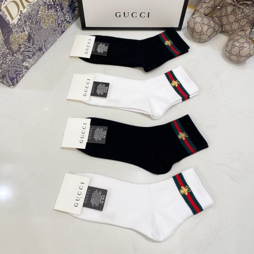 Gucci Socks 4 Pairs with Original Box Luxury Brand Breathable Gucci Sock