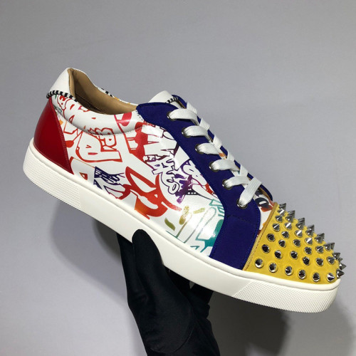 Christian Louboutin Mens Shoes Luxury Brand Red Bottom Design Louis Junior Spikes Flat with Original Box CL sneakers