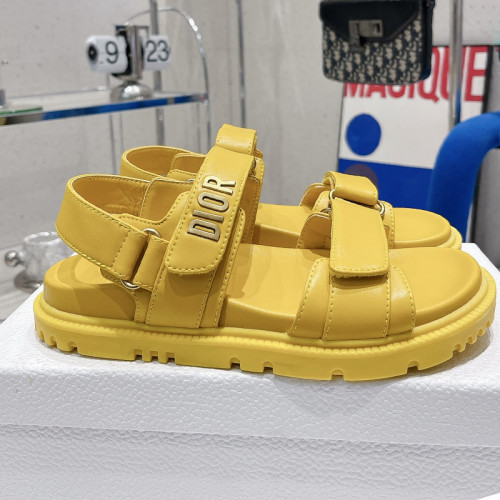 Dior Women Shoes Sandals Luxury Brand DIORACT SANDAL Yellow Lambskin with Original Box