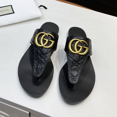 Gucci Womens Shoes Sandals Casual Design Luxury Brand Classic Leather thong sandal with Double G ‎497444 A3N00 1000 with Original Box