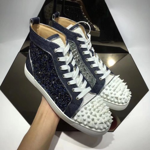 Christian Louboutin Mens Shoes Luxury Brand Red Bottom Design Louis Junior Spikes Flat with Original Box CL sneakers