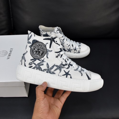 Versace Mens Shoes Sneakers Lace-Up Canvas Ankle Boots Luxury Brand Fashion Shoes for Men