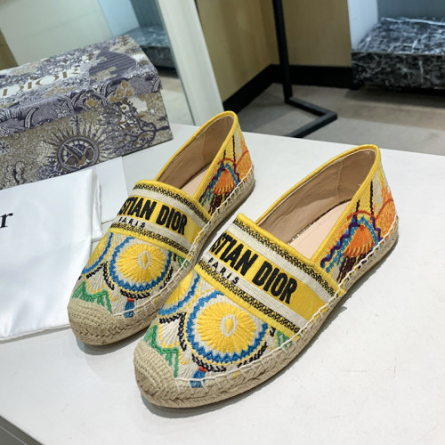 Dior Women Shoes Luxury Brand Design Dior Espadrille Nude Mesh Embroidery Womens Shoes with Original Box