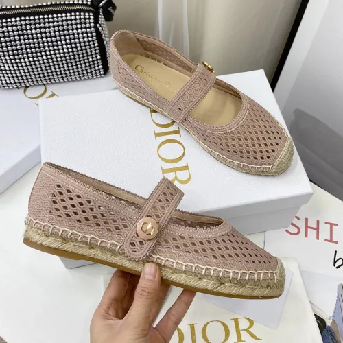 Dior Women Shoes Luxury Brand Design Dior Caro Espadrille Ballerina Flat Mesh Embroidery Womens Shoes with Original Box