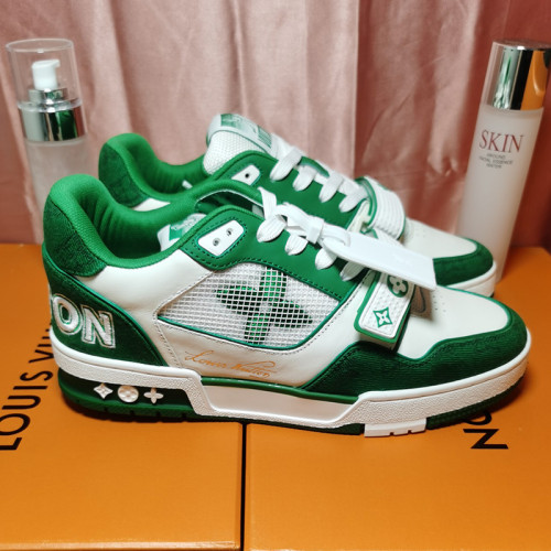 Louis Vuitton Womens Shoes Fashion Sneakers Design Luxury Brand LV TRAINER SNEAKER Mix of materials with Original Box 1A9JI9