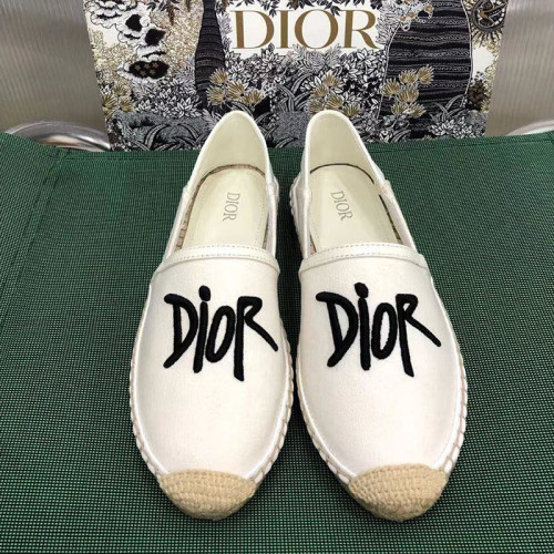 Dior Women Shoes Luxury Brand Design Dior Espadrille Nude Mesh Embroidery Womens Shoes with Original Box