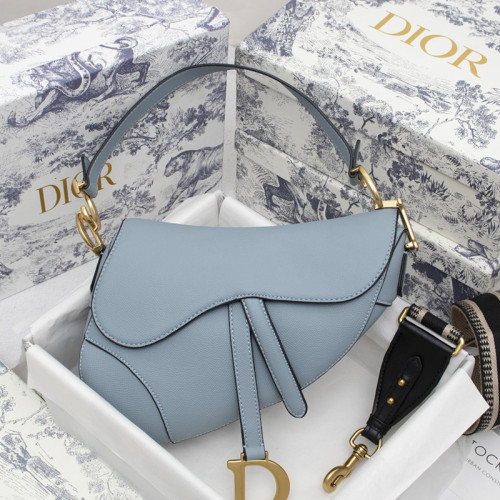 Dior Womens Bag Saddle Bag Luxury Brand Fashion Saddle Bag Denim Blue Shiny Goatskin M0446CCEH_M90B