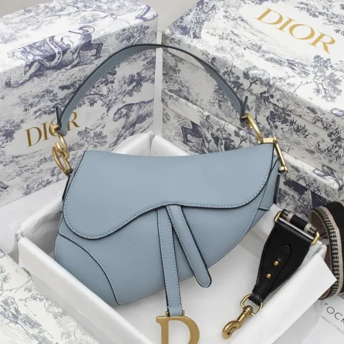 Dior Womens Bag Saddle Bag Luxury Brand Fashion Saddle Bag Denim Blue Shiny Goatskin M0446CCEH_M90B