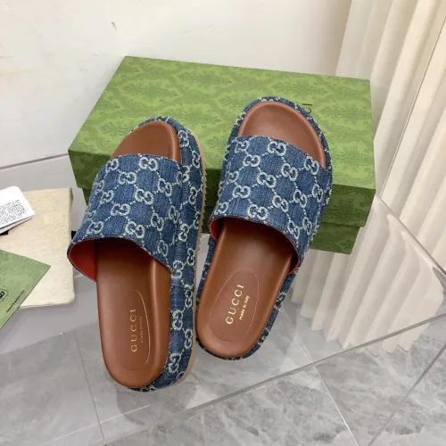 Gucci Womens Shoes Sandals Slides Slippers Luxury Brand Thick Sole Design Women's GG canvas slide sandal with Original Box 624695 H6320 9763