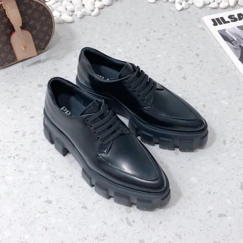 Prada Women Shoes Casual Design Luxury Brand Monolith brushed leather pointed loafers 1D663M_055_F0002_F_055 with Original Box