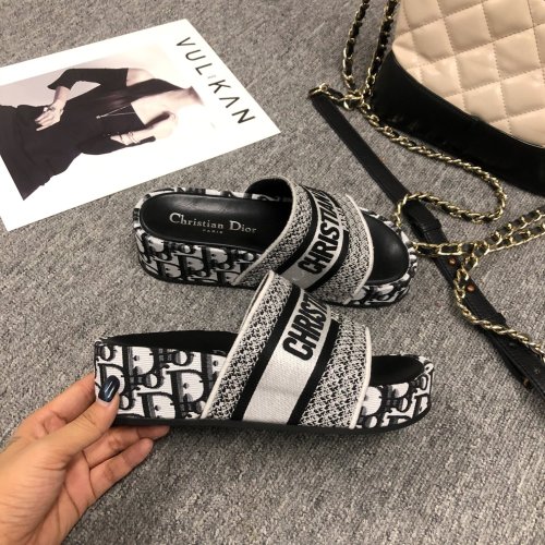 Dior Women Shoes Sandals Slippers Luxury Brand Thick Sole Womens Slippers with Original Box