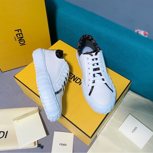 Fendi Womens Shoes FENDI FORCE White Canvas and TPU Low-tops 8E8110AF5AF1DV4 with Original Box