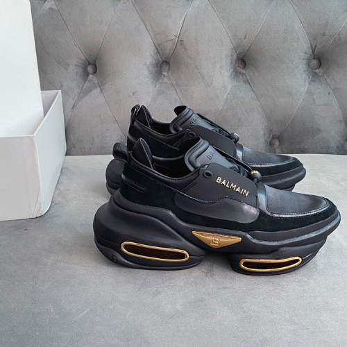 Balmain Women Shoes Sneakers Luxury Brand Black Leather And Suede Bbold Low-Top Sneakers TN0C496LSLD0PA