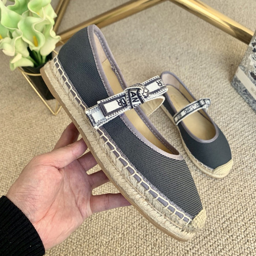 Dior Women Shoes Luxury Brand Design Dior Espadrille Nude Mesh Embroidery Womens Shoes with Original Box