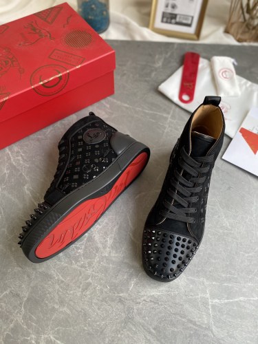 Christian Louboutin Mens Shoes Luxury Brand Red Bottom Design Louis Junior Spikes Flat with Original Box CL sneakers