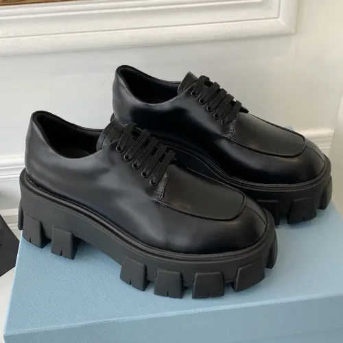 Prada Women Shoes Casual Design Luxury Brand Monolith pointy brushed leather loafers 1D663M_055_F0009_F_055 with Original Box