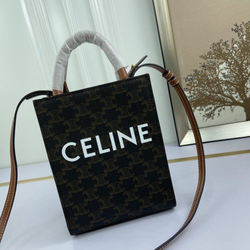 Celine Womens Bag SMALL CABAS VERTICAL IN TRIOMPHE CANVAS