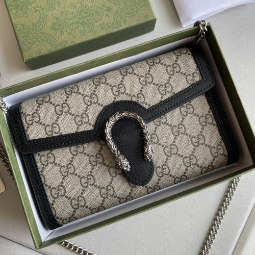 Gucci Womens Bags Crossbody Shoulder Messenger Bags Luxury Brand Dionysus GG Supreme chain wallet ‎401231 KHNSN 8642 with Original Box