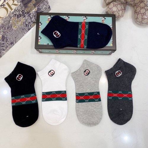 Gucci Socks 5 Pairs with Original Box Luxury Brand Breathable Gucci Sock