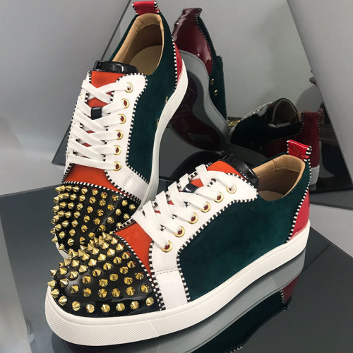Christian Louboutin Mens Shoes Luxury Brand Red Bottom Design Louis Junior Spikes Flat with Original Box CL sneakers