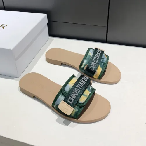 Dior Womens Shoes Sandals Slippers Slide Luxury Brand DIO(R)EVOLUTION SLIDE Shiny Technical Fabric with Dior Oblique Print with Original Box