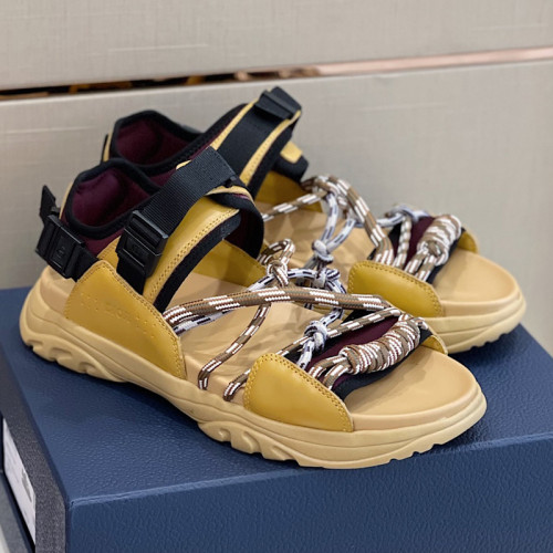 Dior Mens Shoes Sandals Luxury Brand DIOR H-TOWN SANDAL Technical Fabric with Brown Nubuck Calfskin with Original Box 3SA108ZON_H162