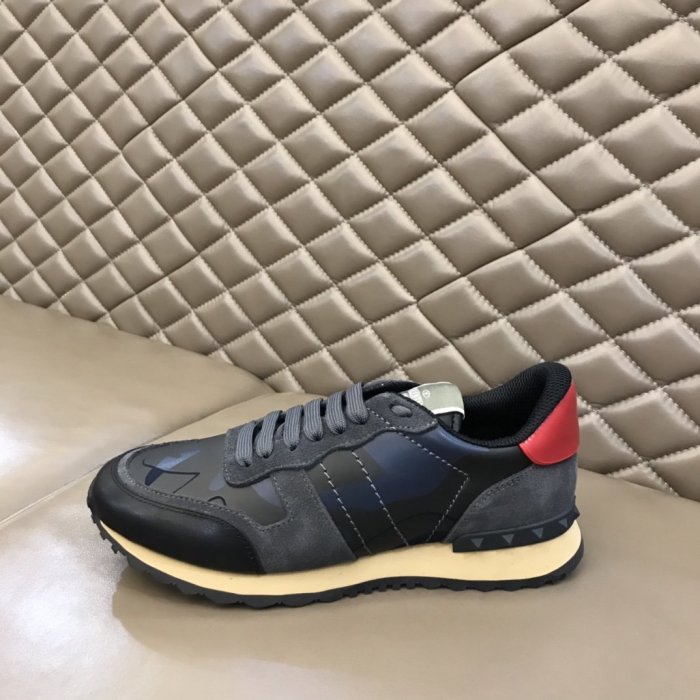 Valentino Men Shoes Fashion Design Luxury Brand ROCKRUNNER CAMOUFLAGE LAMINATED STUDDED SNEAKER with Original Box