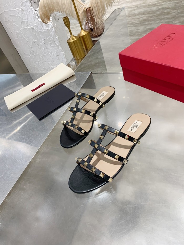Valentino Women Shoes Mule Flip Flop Sandals ROMAN STUD SLIDE SANDAL IN QUILTED NAPPA with Original Box Luxury Brand