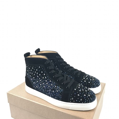 Christian Louboutin Mens Shoes Luxury Brand Red Bottom Design Louis Junior Spikes Flat with Original Box CL sneakers
