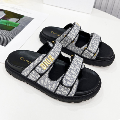 Dior Women Shoes Sandals Luxury Brand DIORACT SLIDE Multicolor Mizza Printed Technical Fabric Lambskin with Original Box KCQ719LNY_S29X