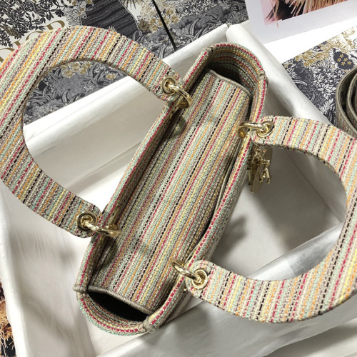 Dior Womens Bags Handbags Luxury Fashion MEDIUM LADY D-LITE BAG Multicolor Stripes Embroidery M0565ORFO_M885