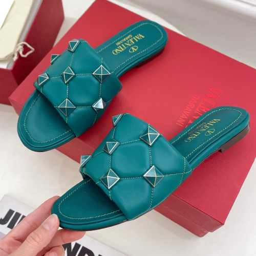 Valentino Women Shoes Mule Flip Flop Sandals ROMAN STUD SLIDE SANDAL IN QUILTED NAPPA with Original Box Luxury Brand