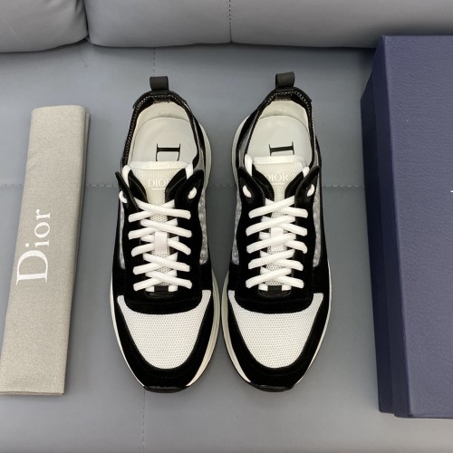 Dior Men Shoes Fashion B25 RUNNER SNEAKER Black Dior Oblique Canvas And Suede with Original Box