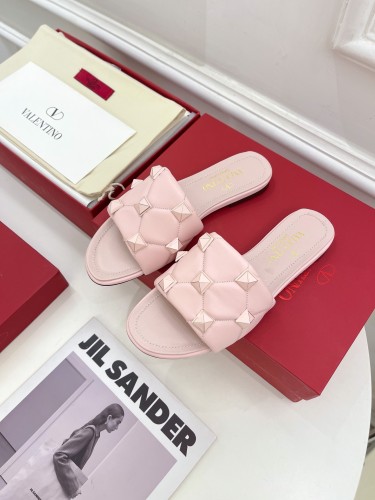 Valentino Women Shoes Mule Flip Flop Sandals ROMAN STUD SLIDE SANDAL IN QUILTED NAPPA with Original Box Luxury Brand